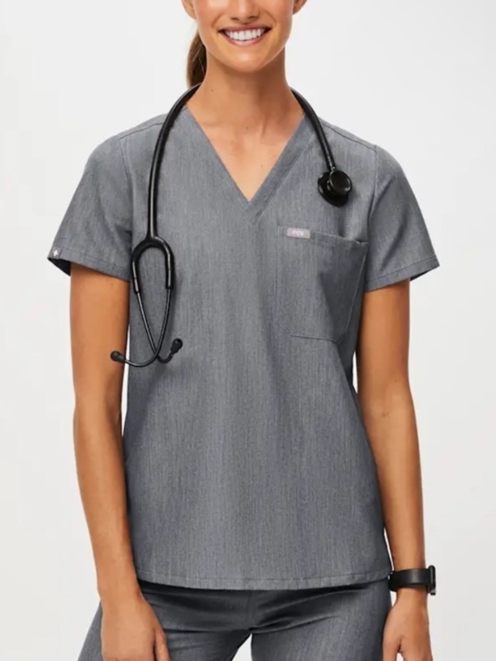 FIGS Catarina Scrub Top Graphite Medical Uniform Stretch Healthcare 25435